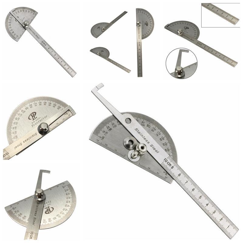 100Mm Stainless 0-180 Degree Steel Protractor Angle Finder Arm Rule Measure Tool