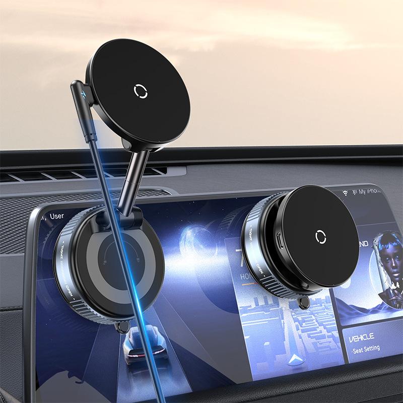 Car Design Alloy Folding Wireless Charging Magnetic Phone Holder for Car Suction Mobile Holder Dashboard Holder