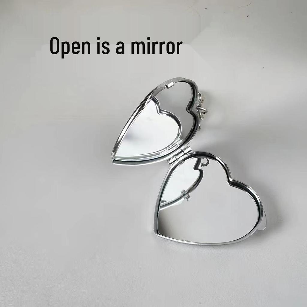 Korean Vintage Y2K Silver Heart Bow Pendant Keychain Charm