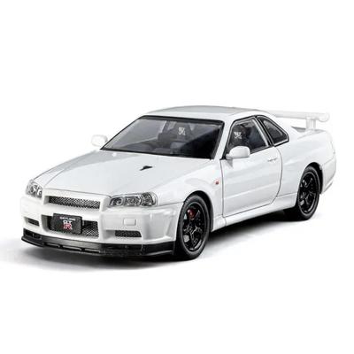 1/24 Nissan Skyline GTR-R34 Szybcy i Wściekli Metalowy Model Samochodu Dźwięk Światło Kolekcjonerska Miniatura Samochodzik Metalowy Pojazd Zabawkowy Chłopiec