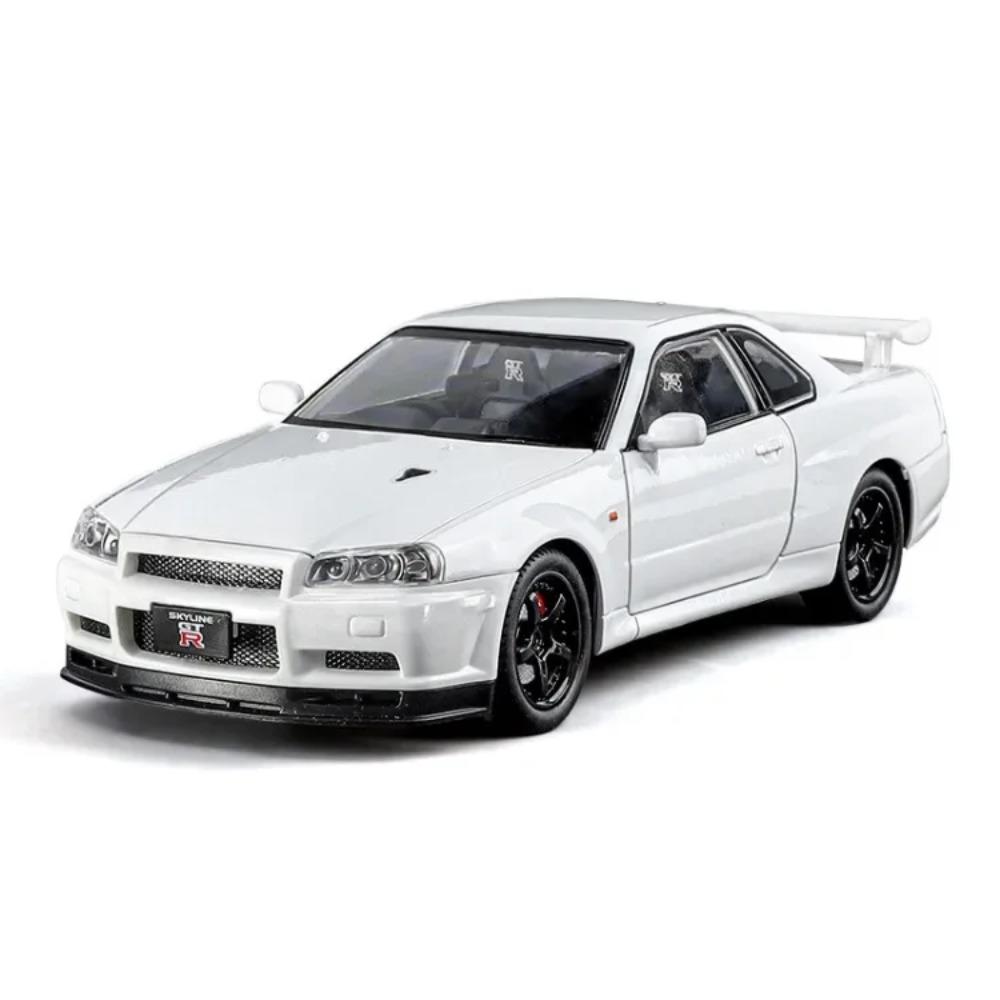 

1/24 Nissan Skyline GTR-R34 Fast & Furious Alloy Car Model Sound Light Collective Miniature Voiture Diecast Toy Vehicle Boy белый