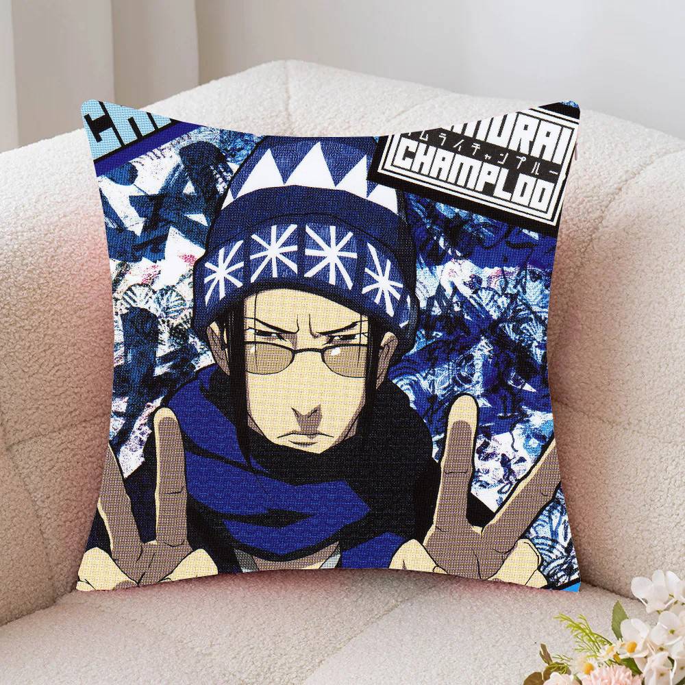 Vintage Samurai Champloo Anime Pillow Case Fashion Square Pillowcase Bedroom Sofa Room Ins Decoration Leisure