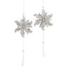 Christmas Tree Ornaments Set of 2, Glitter Hollow Snowflake Heart Butterfly Hanging Decorations with Tassel Flower Design