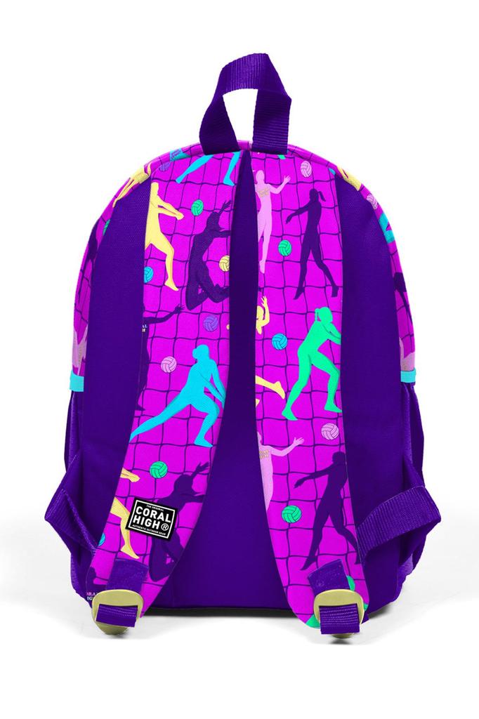 Minik Yuva Rucksack Rosa Lila Volleyball Gemustert Zwei Fächer 23561