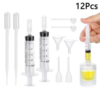12Pcs/Set Perfume Refill Tools Set Plastic Diffuser Syringe Straw Dropper Funnel Spray Dispensing Required Cosmetic Tools