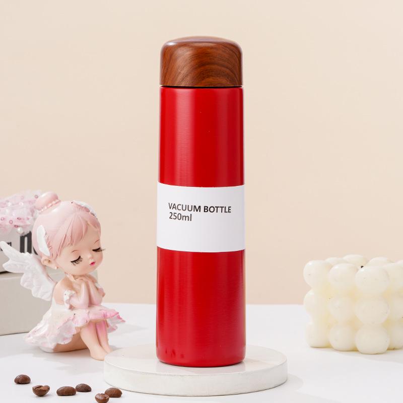 304 Stainless Steel Portable Thermos - Mini Wood Grain Water Cup for Students and Couples