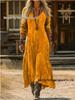 2026 Spring Retro V-neck Long-sleeved Plus Size Dress