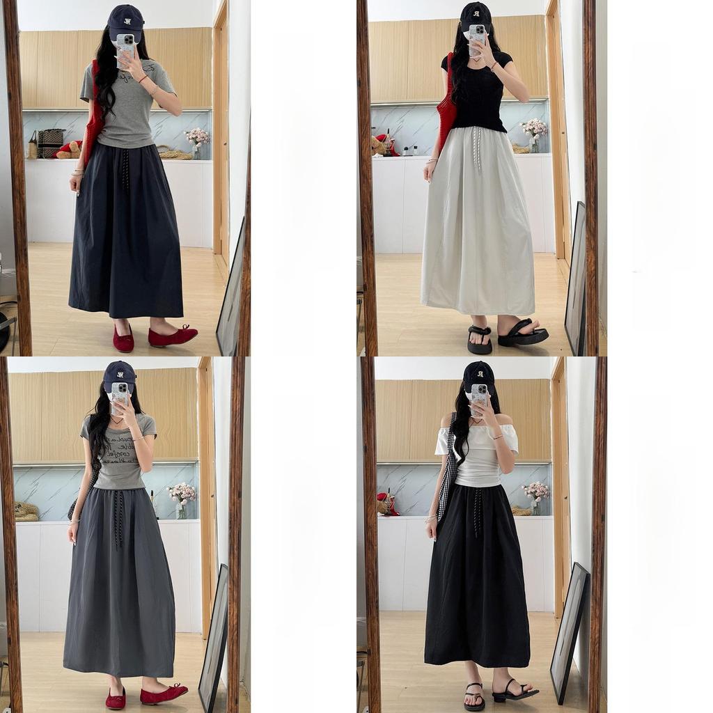 College Style Women A Line Skirt With Nylon Fabric And Tie Detail For Casual Wear