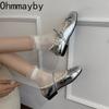 Women's Flats Mary Jane Shoes Round Toe Shallow Women's Ballet Style Casual Shoes Soft Leather Silvery Nude Shoes Zapatos Mujer