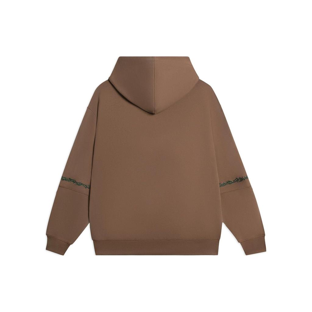 Li-Ning Anti Series Hoodie With Solid Pattern Print Long Sleeve Unisex Tops Brown AWDS643-2