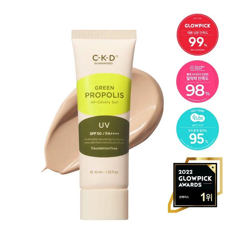 CKD Green Propolis All Coverery Sun Cream 40ml – Tone-Up Sunscreen SPF Protection, Foundation-Free Coverage