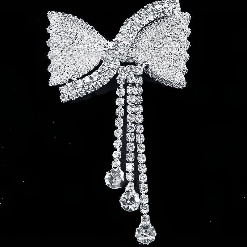 Crystal Bowknot Brooch Charming Women Lapel Pin Gorgeous Rhinestone Sweater Suit Accessory for Special Gatherings