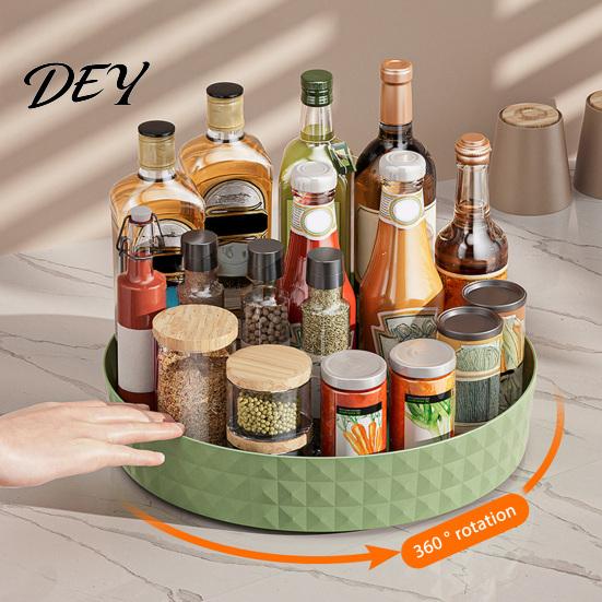 Rotating Countertop Organizer 360 Degree Spice Rack, Lazy Susan Turntable Bottle Storage Rack for Cabinet, Pantry, Seasoning Holder Kitchen Plastic