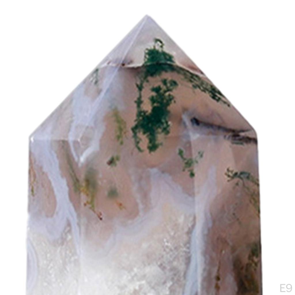 Crystal Hexagonal Column Metaphysical Balancing Water Plant Agate Moss Transparent Quartz