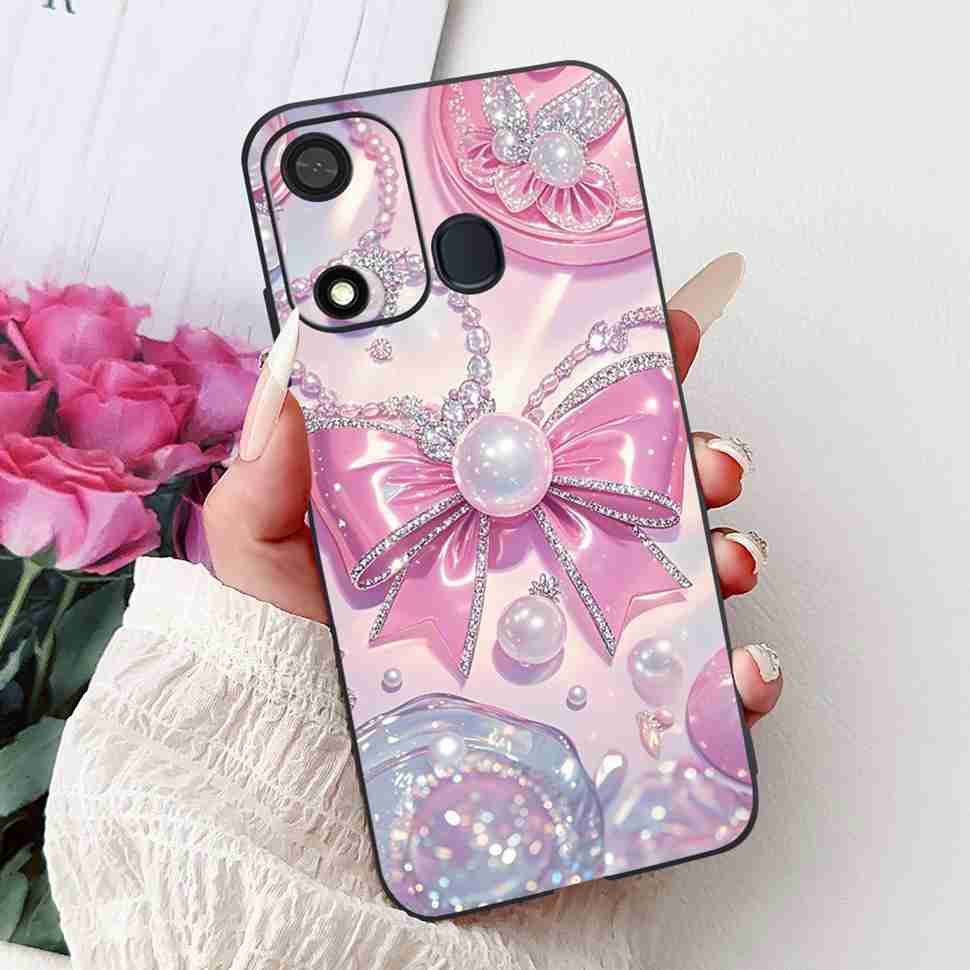 Fashion Butterfly For Itel A27 A27 Case Soft TPU Silicone Black Cover For Itel A27 ITEL P17 Luxury Flower Protective Casing Bags