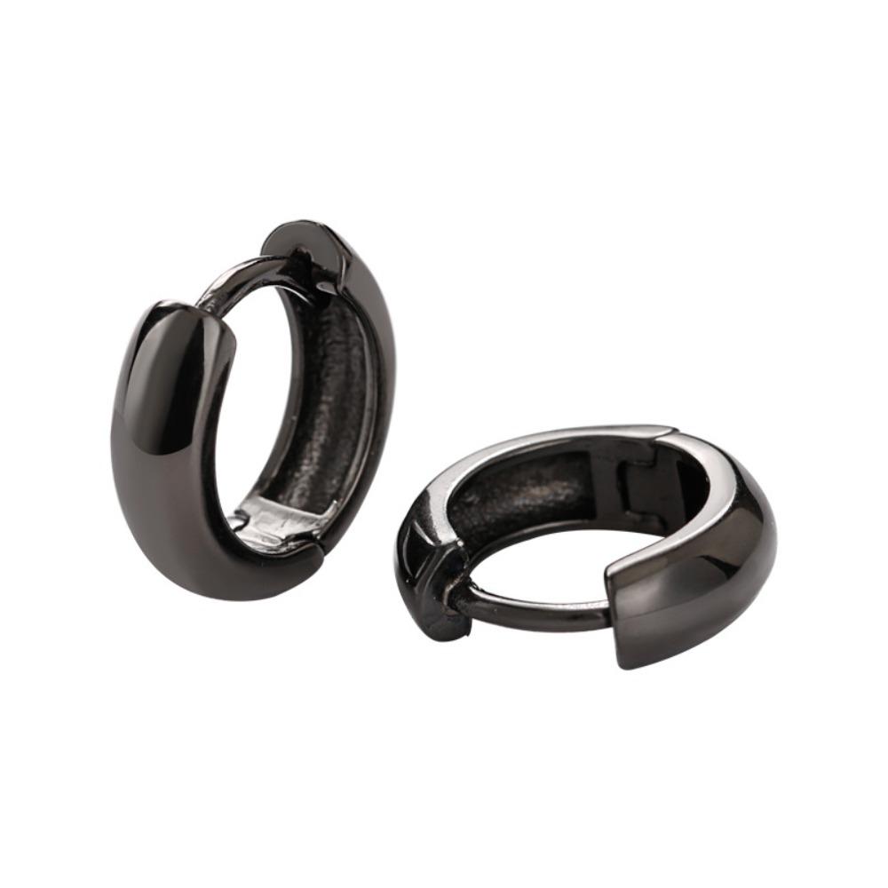 S925 Silver Plated Black White Hoop Earrings for Men Women Couple Simple Circle Earrings