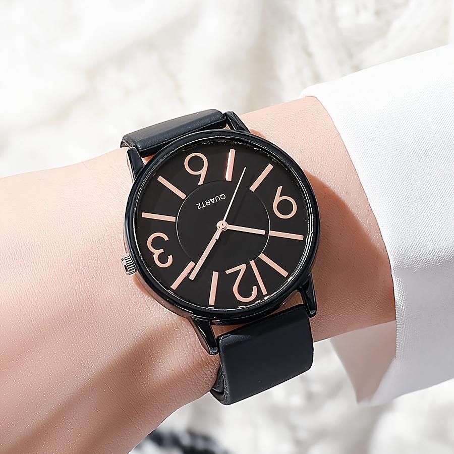 Arabic Dial Women's Quartz Watch Minimalist Silicone Strap Casual Wristwatch for Girls Students Reloj