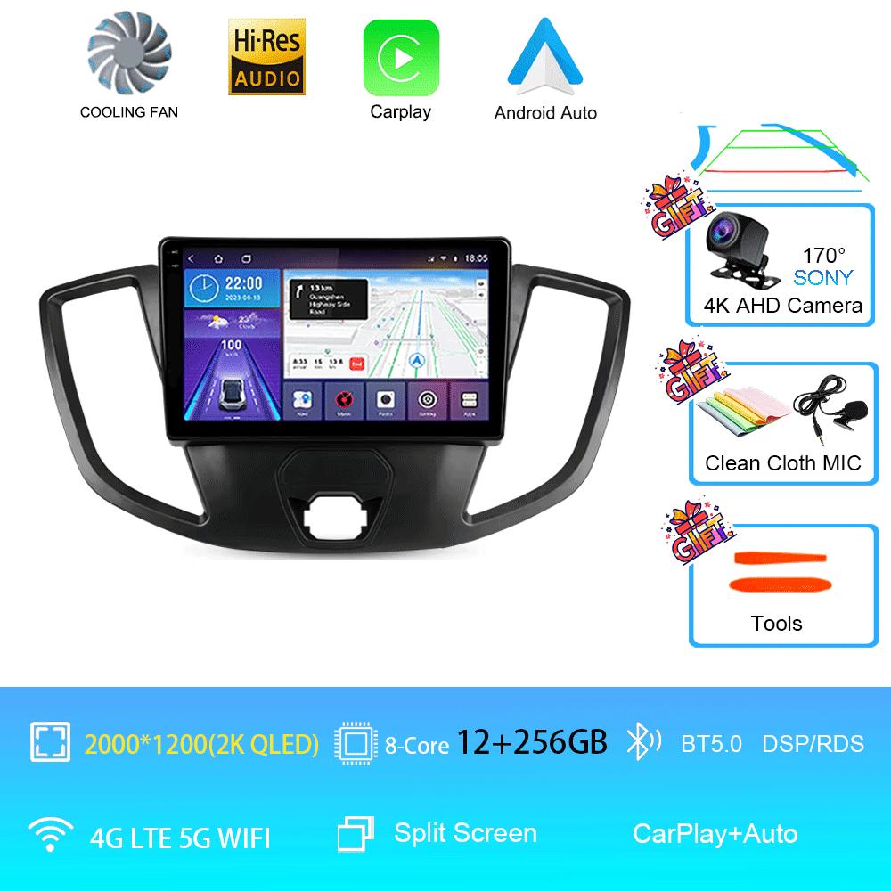 Car Radio Android 14 For Ford Transit 2015 2016 2017 2018 Carplay Multimedia Video Player GPS Stereo 2din WIFI+4G BT QLED Screen