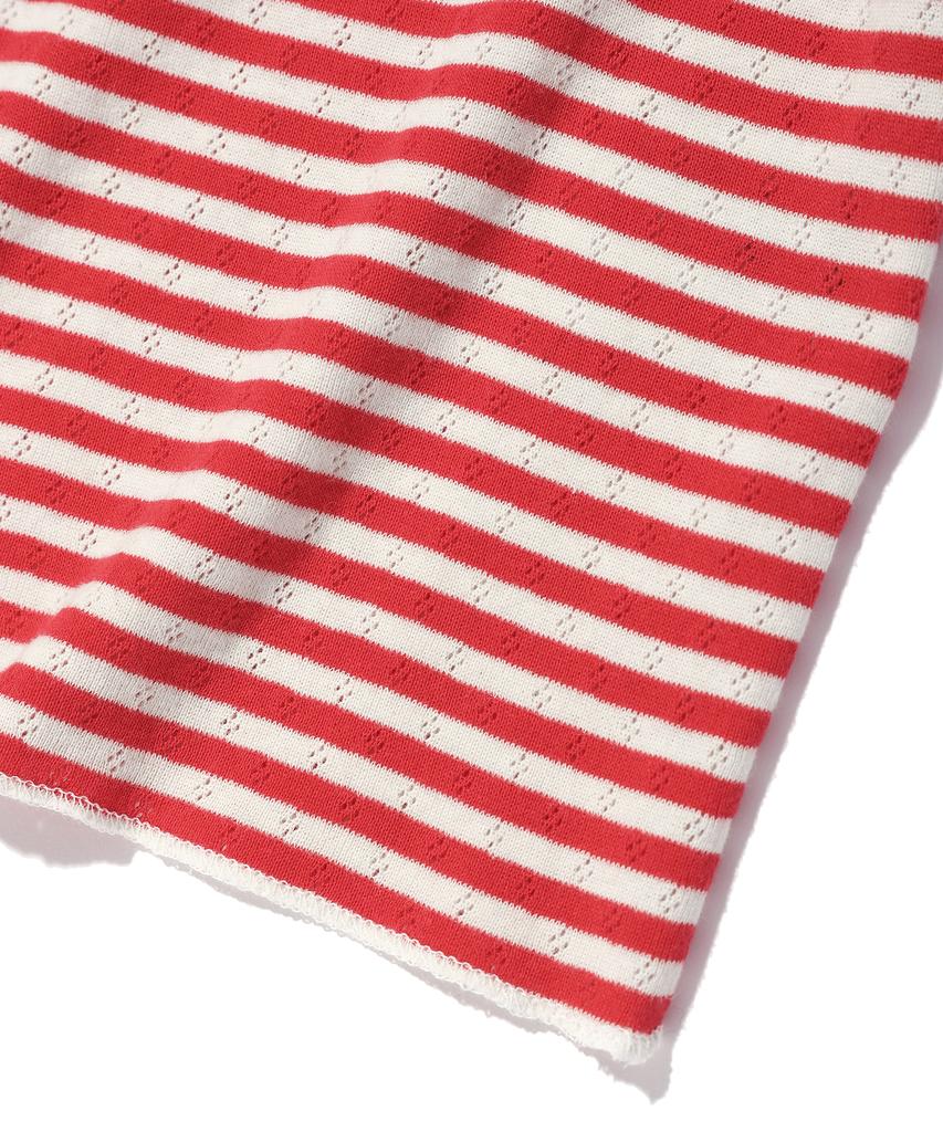 YOUHEE Lace Stripe T-Shirts Red