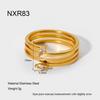 Hot Sale Light Luxury Geometric Horse Eye Zircon Multi-layer Stacked Ring Plated 18K Gold Stainless Steel Exquisite Ring Women