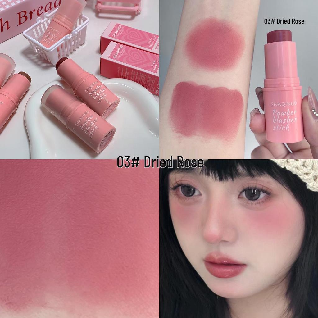 SHAQINUO Smooth Blush Stick: Natural Matte, Easy-Blend Cream Enhancing Complexion for a Youthful Look.