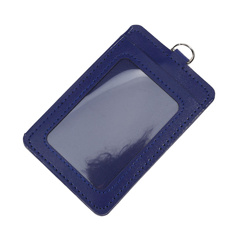 

Multi-Slots Solid Color PU Leather Card Sleeve ID Badge Case Clear Bank Credit Card Badge Holder Accessories ID Card Holder темно-синього кольору