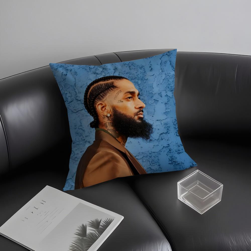 N-Nipsey Husslee Rapper Cushion Cover Pillowcase Ultra Soft Skin Friendly Fabric Cloud Like Comfort & Concealed Zipper