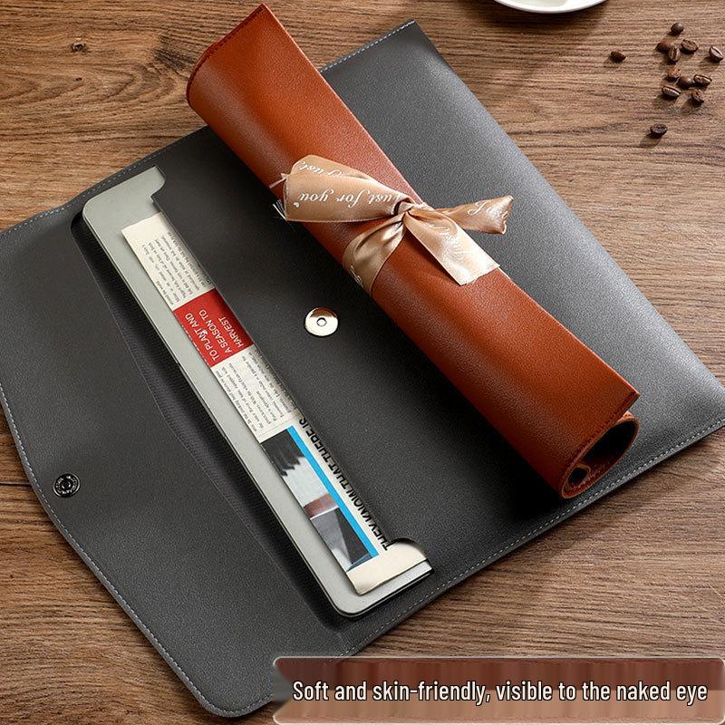 Custom Waterproof A4 Leather Document Folder with Snap Button for Business - Thickened File Bag with Logo Printing