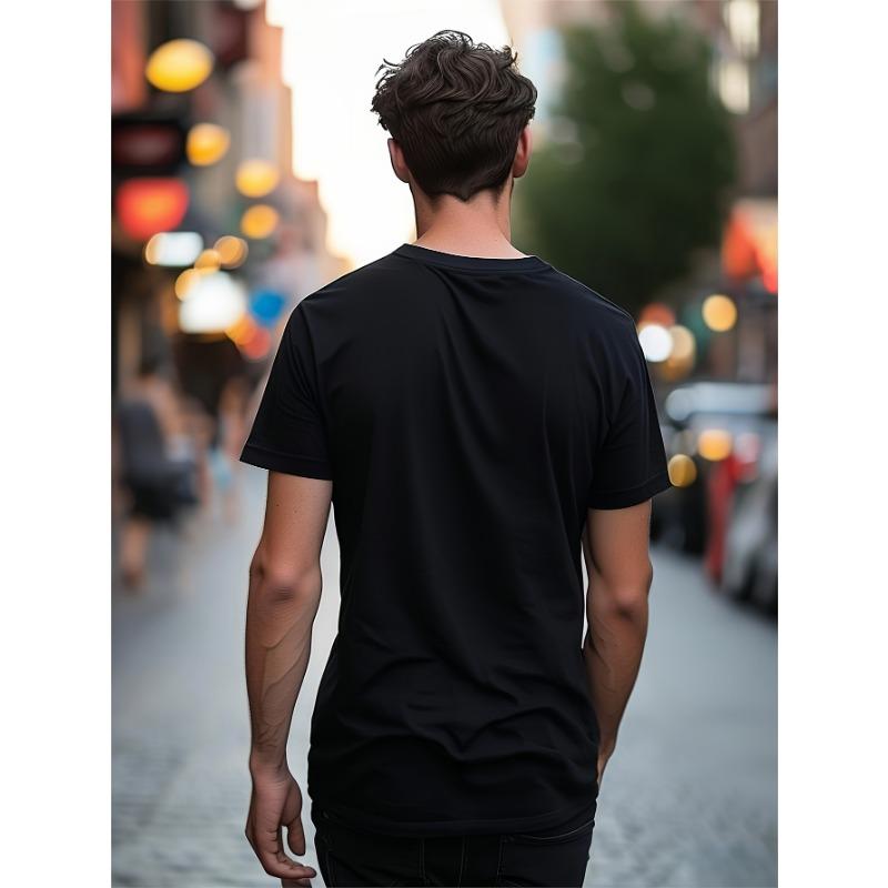 Men's 3D Lion Graphic T-Shirt - Black with Golden Flame Design, Lightweight Summer Casual Round Neck Short Sleeve Tee,