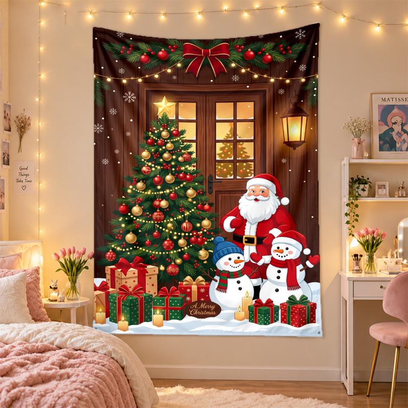 Christmas Printed Tapestry Wall Hanging For Bedroom Living Room Wall Decor Holiday Gift