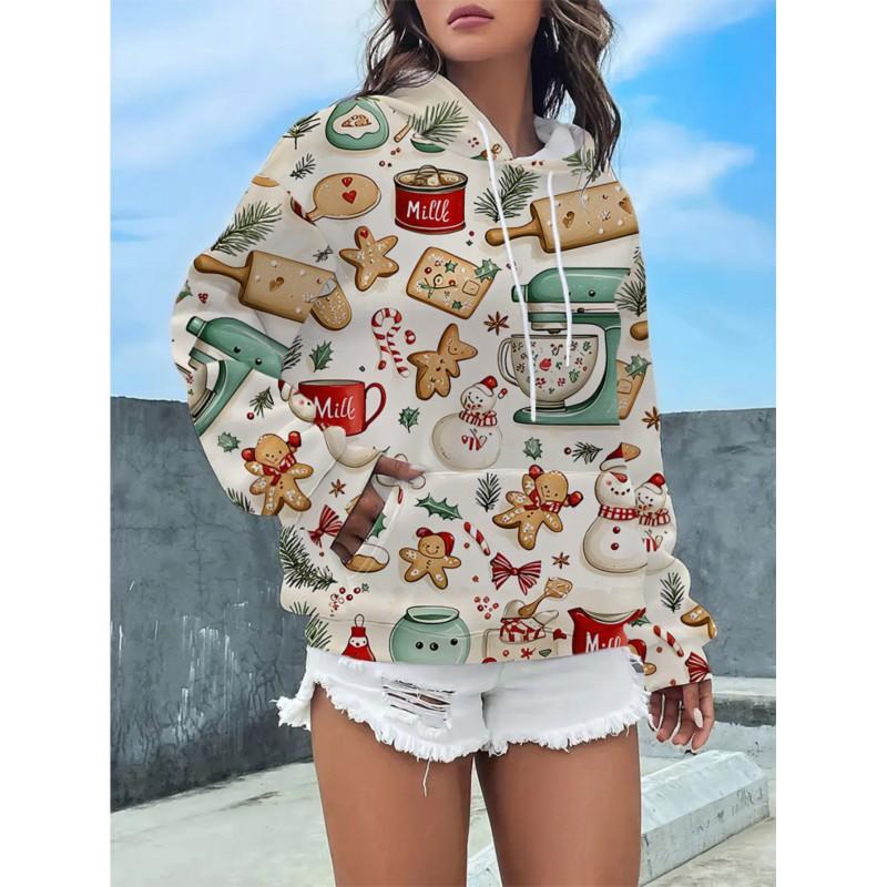 Womens Floral Print Hooded Sweatshirt Soft Comfortable Casual Pullover Daily Wear