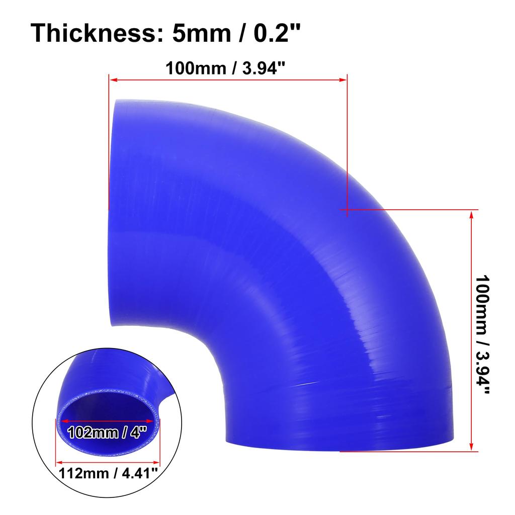 X AUTOHAUX Silikonslang, Silikonrör, Kylarslang, Vinkel 90°, Innerdiameter 4,0 tum