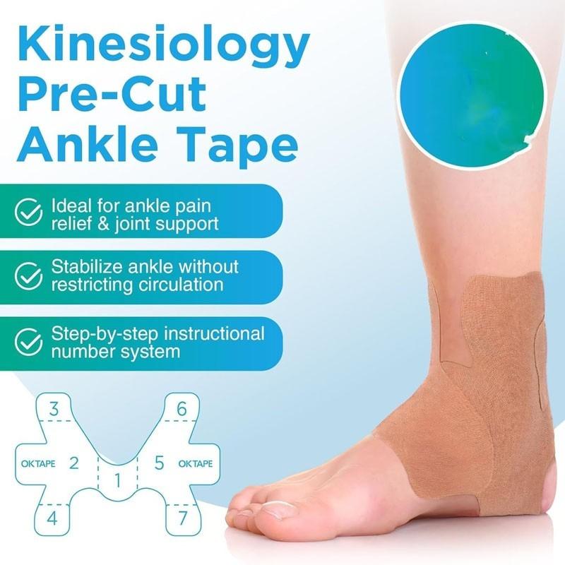 6PCS Cotton Kinesiology Tape for Ankle Athletic Tape for Ankle Support