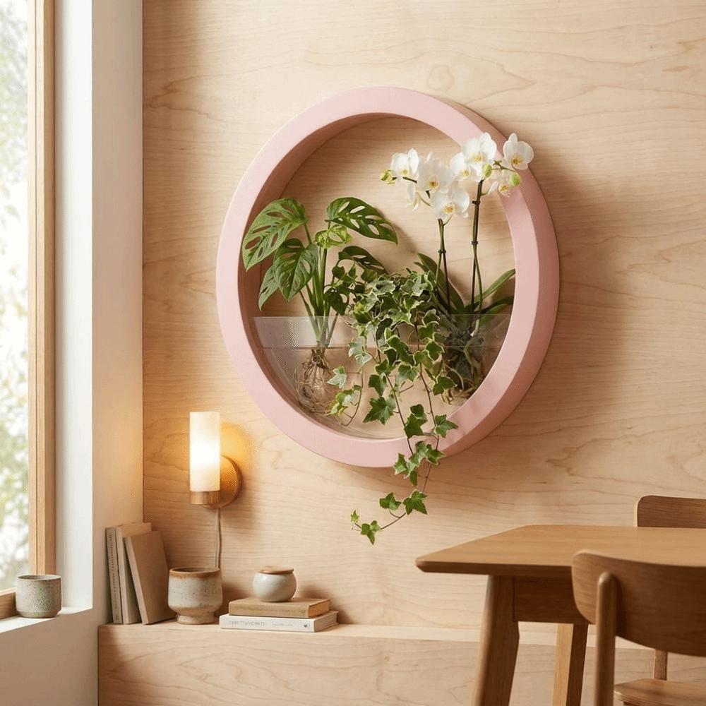 Plastic Hydroponic Vase Round Plant Container Creative Flower Arrangement Office Display