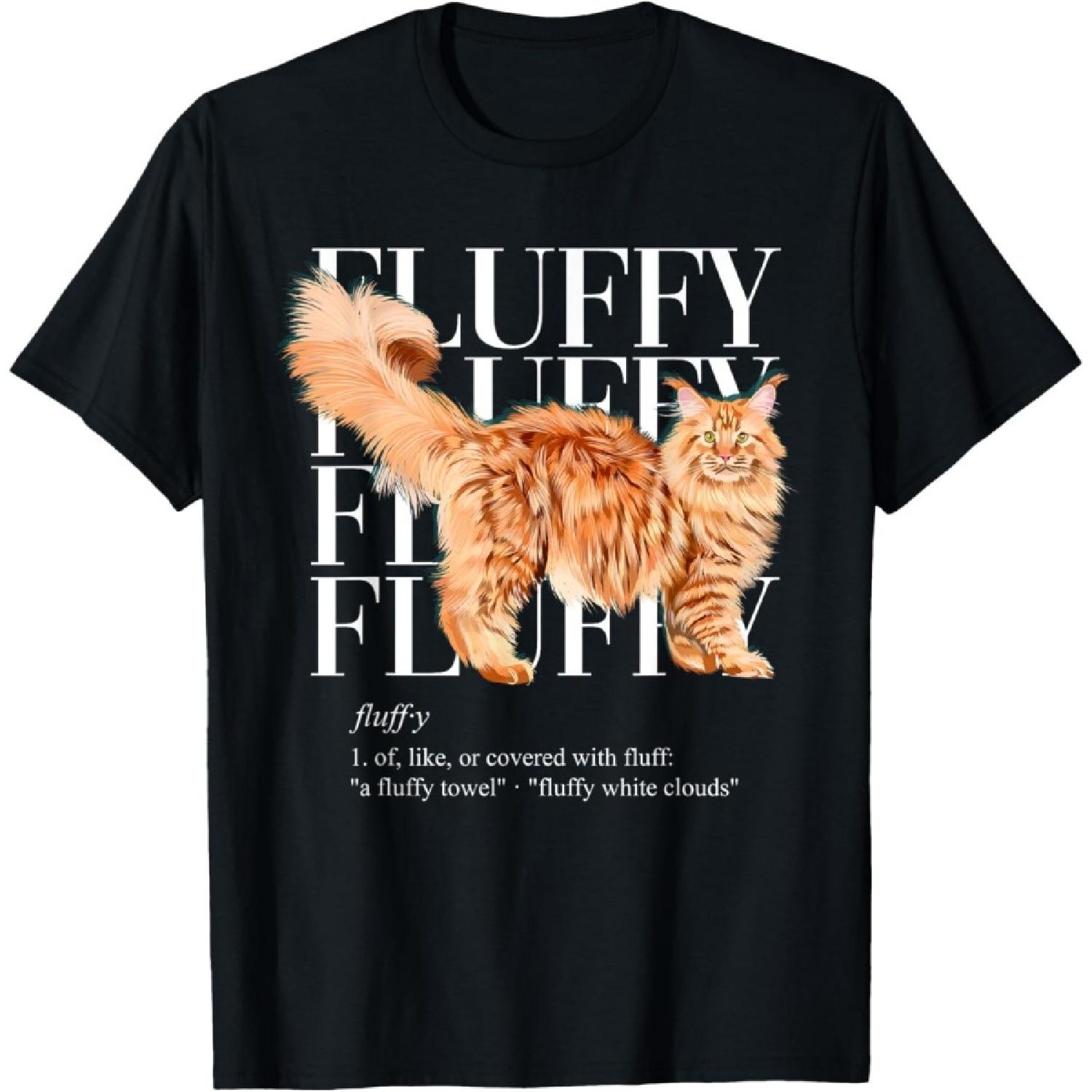 Fluffy Cat, Ginger Maine Coon T-Shirt S