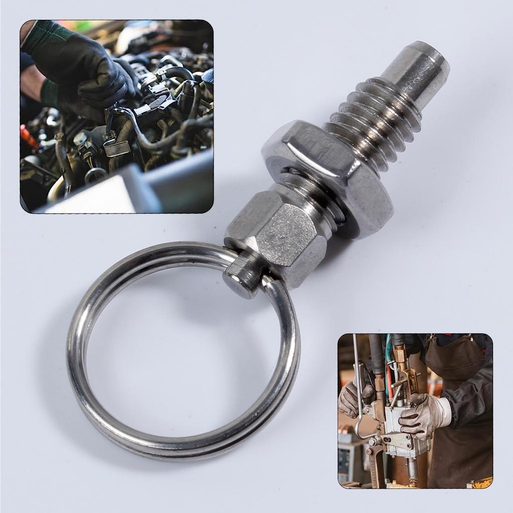 4 Pcs Pull Ring Indexing Plunger Non Lock-Out Knob Plunger Stainless Steel Spring-Loaded Plunger Mechanic Accessories
