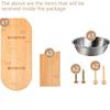 Solid Wood Elevated Pet Bowl Stand with 3 Stainless Steel Bowls for Cats and Dogs Adjustable Height Feeding Station