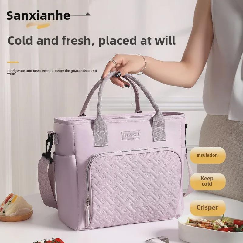 Beilian Large Capacity Insulated Lunch Bag - Portable One-Shoulder Office Picnic Cooler