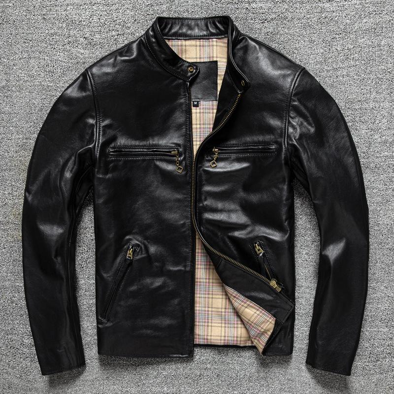 

PU Leather Jacket Men s Stand-up Collar Slim Locomotive Leather Jacket Jacket S