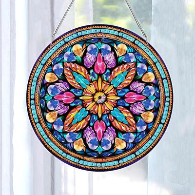 Set de Peinture Diamant DIY 2D/Plat Strass Art Diamant Pendentifs de Fenêtre Kits d'Art Diamant à Suspendre Décor Mural pour la Maison et les Fenêtres