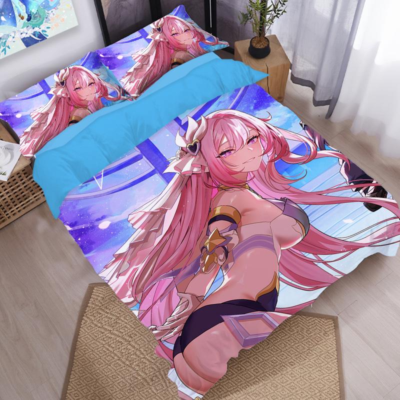 Anime Elysia Bedding Sets Japanese Anime Two-Dimensional Girl Duvet Cover Set Kawaii Sexy Girl Quilt Cover 2/3Pcs