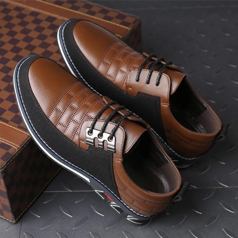 Brand Men's Casual Shoes Fashion Classic Men's Pu Leather Shoes Hot Sale Breathable Business Lace-Up Men Shoes Plus Size 38-50