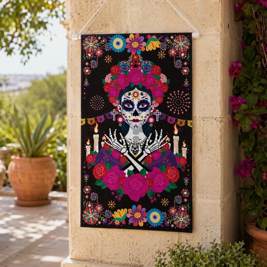 Day of The Dead Art Mexican Fabric Wall Fiesta