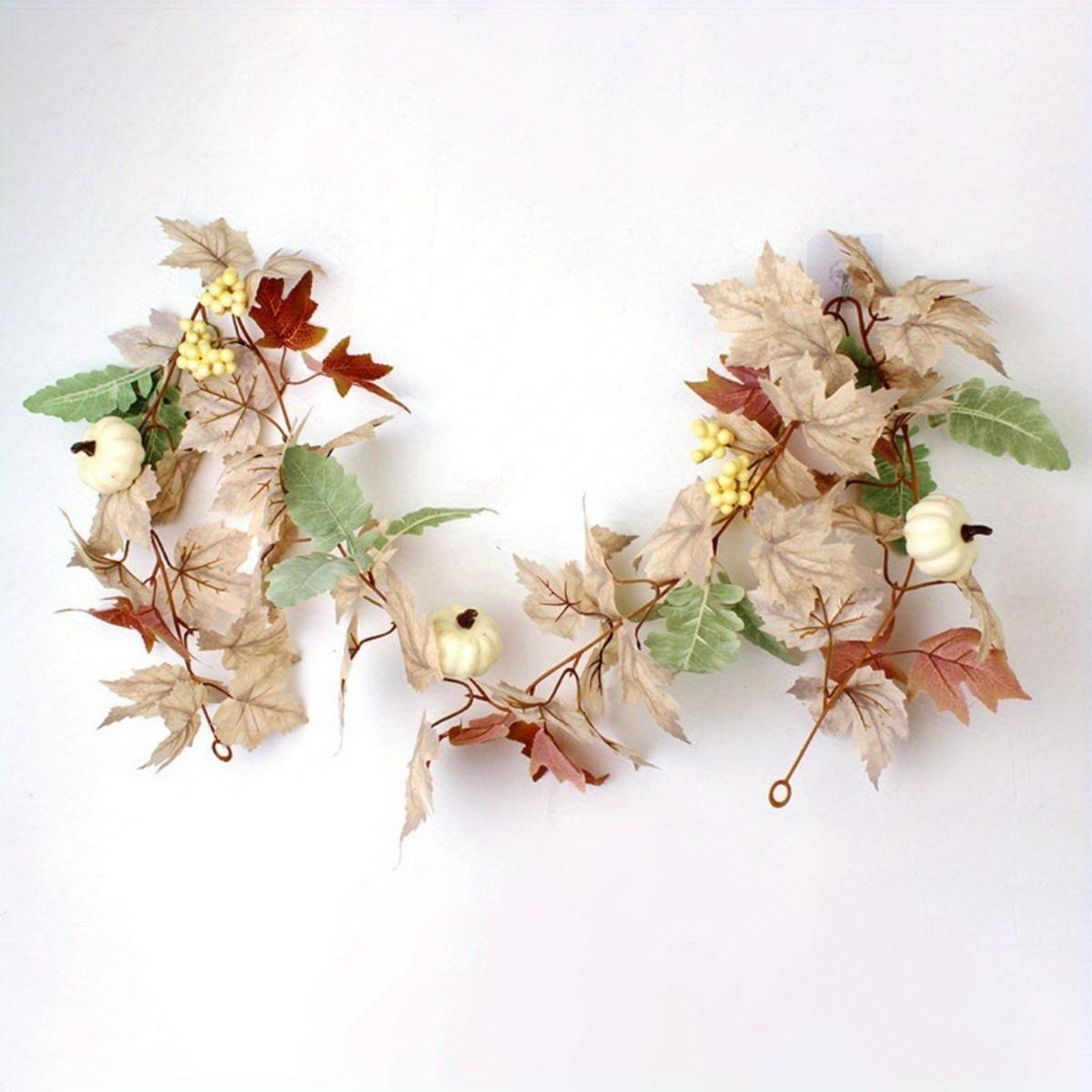 

1 шт. 1,8 м осенняя гирлянда из кленовых листьев для украшения дома на День благодарения осенняя гирлянда из кленовых листьев и тыквенных ягод для украшения урожая на Хэллоуин, рождественский декор 1.8m бежевый