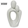 3D Molded Couple Figure Printed One Heart Statue, Abstract Hugging Lovers Figurine with Stable Base, Minimalist Burr-free Contour Ornament