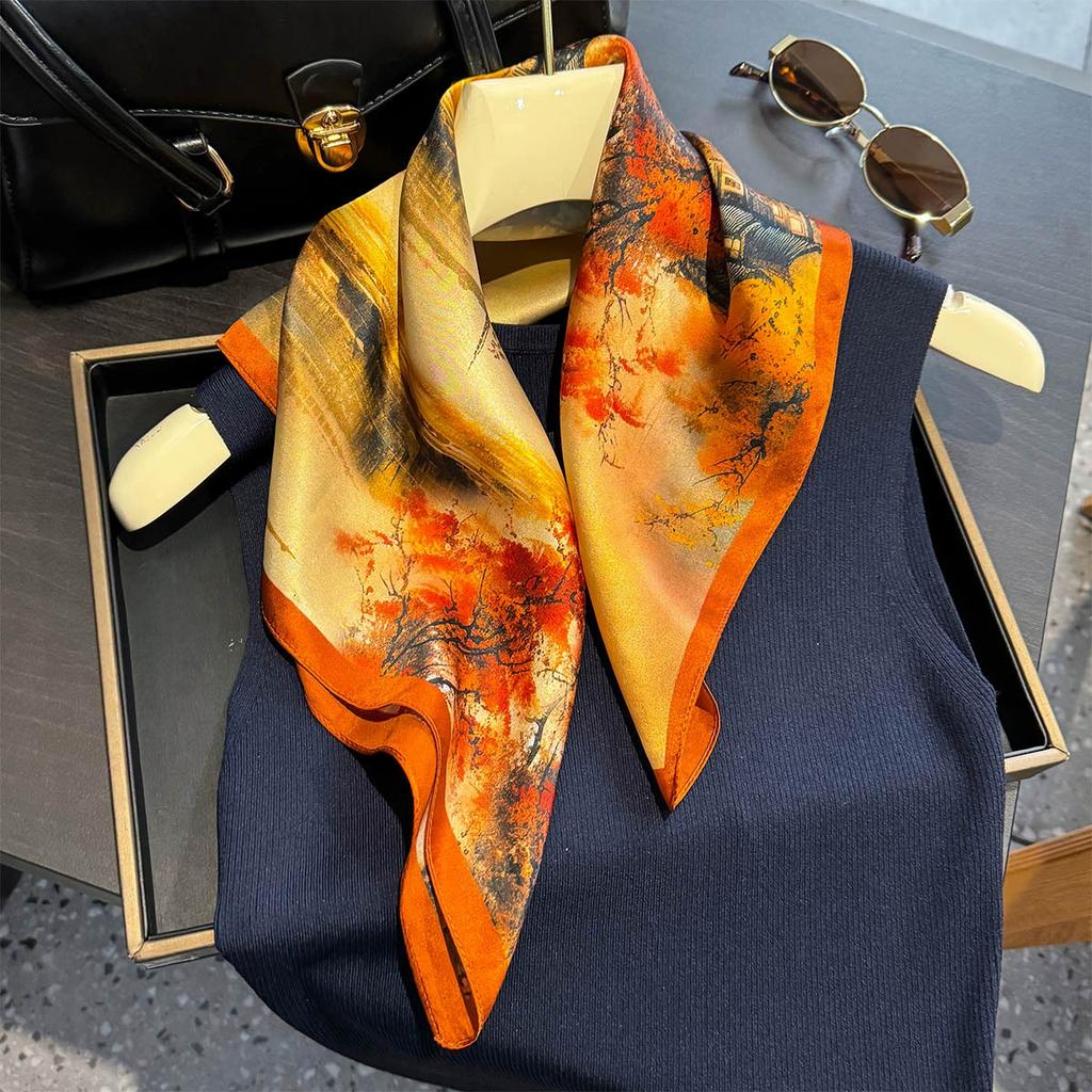 100% Nature Silk Scarf Women Neck Square Headband Scarves Bandana Fashion Hijab Poncho Scarves Pashmina  Female Foulard 53cm