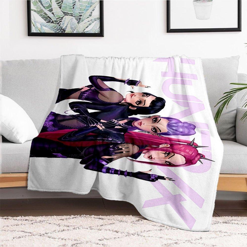 "Vivid Anime Girls Poster: Cool Purple Hair Designs"Blanket Lightweight Flannel Throw Blanket for Sofa, Bed, Travel, Camping, Livingroom, Of