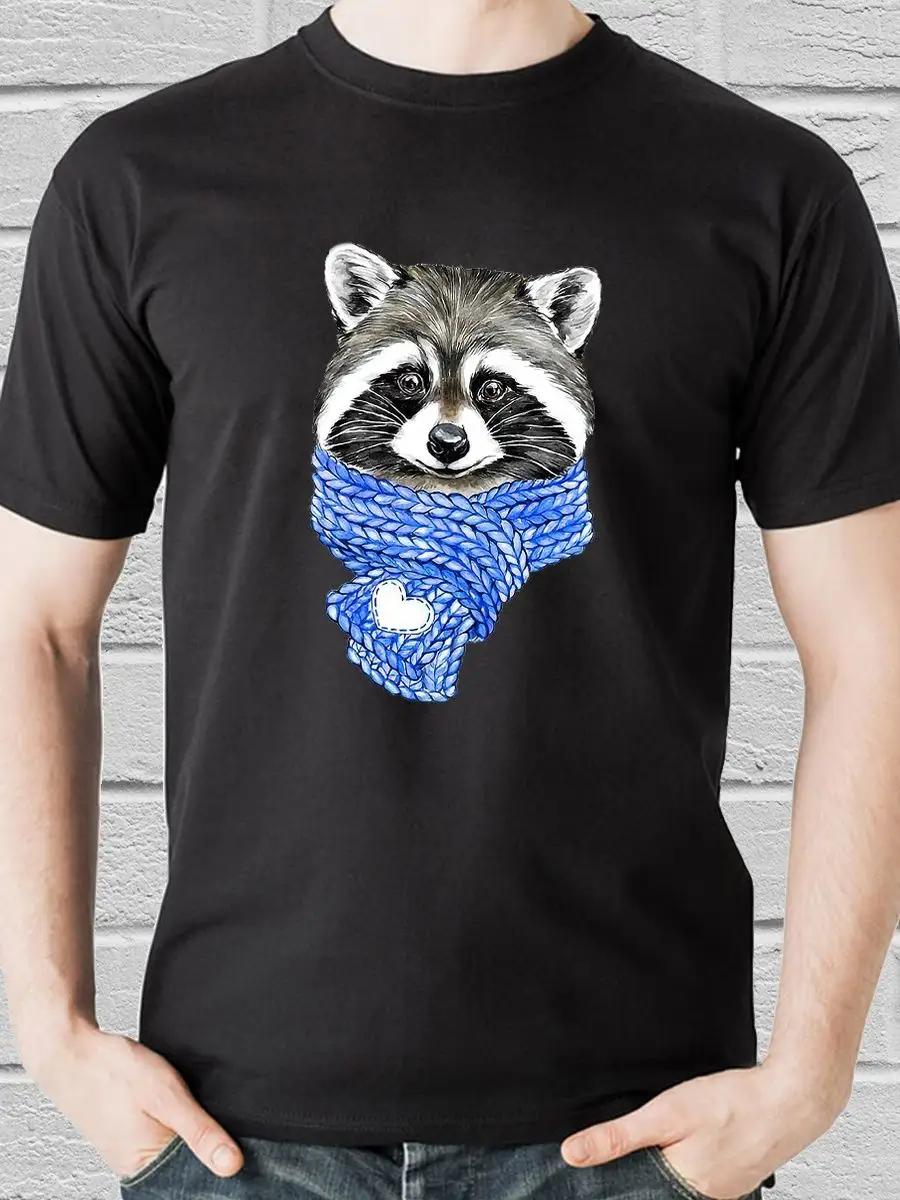 Raccoon in a scarf T-shirt S