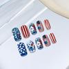 Independence Day Themed Press On Nail 24 Pieces Medium Square False Nail With Patriotic Flower Design For Celebrations