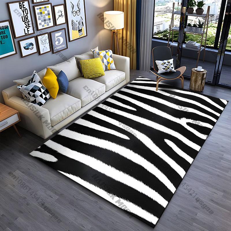 Zebra stripes black white carpet Yoga living room room decor children's crawling mat doormat area rug games mat